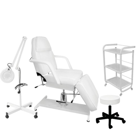 Zestaw mebli kosmetycznych: fotel + lampa + taboret + stolik CLASSIC