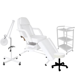 Fotel z kuwetami+stolikG+lampa lupa+taboretBASICG