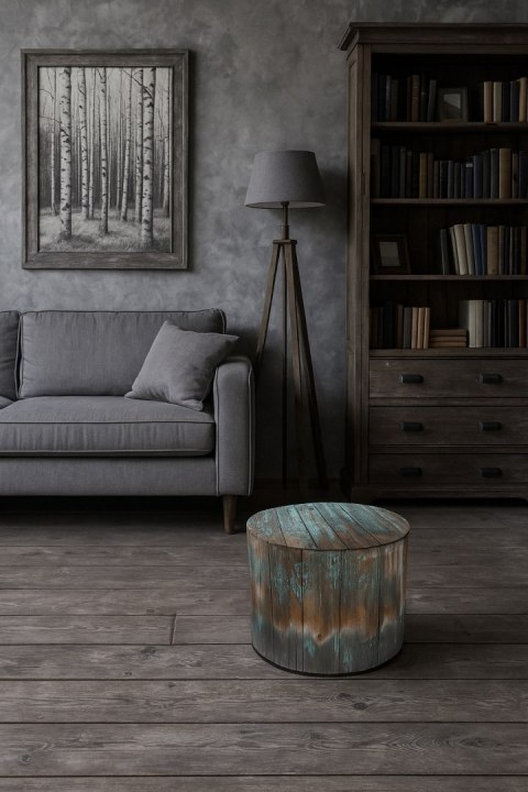 Okrągła pufa dekoracyjna, Bertoni, nadruk Havana - do salonu, do pokoju dziecka, walec 40cm, elegancka, zamek błyskawiczny, zdej