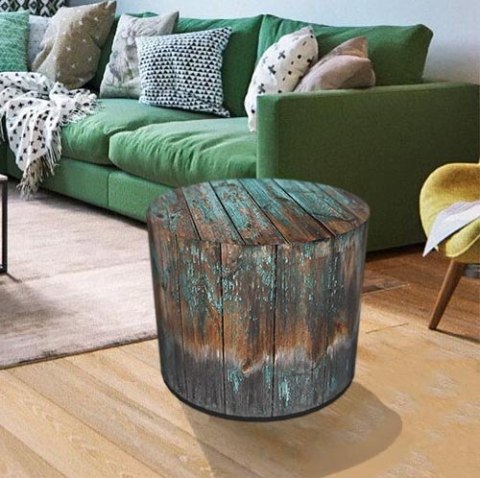 Okrągła pufa dekoracyjna, Bertoni, nadruk Havana - do salonu, do pokoju dziecka, walec 40cm, elegancka, zamek błyskawiczny, zdej