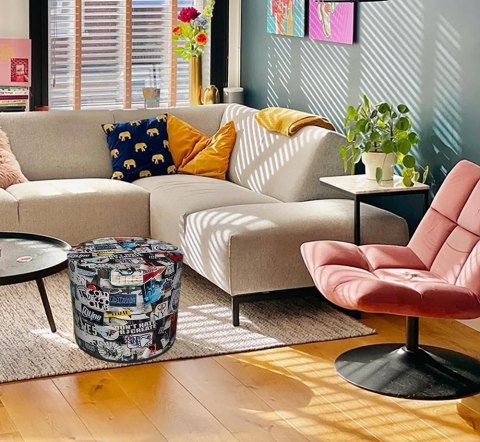 Okrągła pufa dekoracyjna - COLLAGE