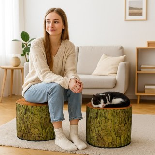 Okrągła pufa dekoracyjna - OMSZONA