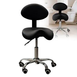 Taboret kosmetyczny OPTIMA z oparciem czarny