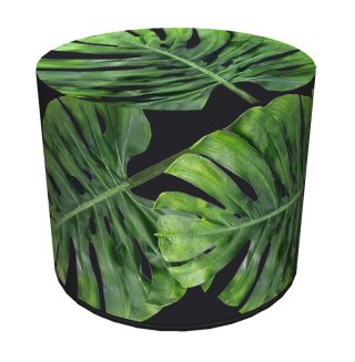 Okrągła pufa dekoracyjna, Bertoni, nadruk Galapagos Night - do salonu, do pokoju dziecka, walec 40cm, elegancka, zamek błyskawic