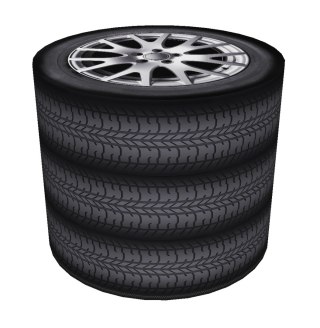 Okrągła pufa dekoracyjna, Bertoni, nadruk Tyres - do salonu, do pokoju dziecka, walec 40cm, elegancka, zamek błyskawiczny, zdejm