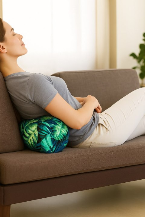 Poduszka rehabilitacyjna wałek Calipso Ø15x40 cm - welur, pianka memory foam, do podparcia karku i pleców, Bertoni