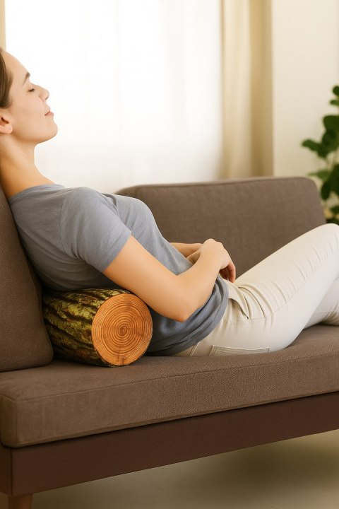 Poduszka rehabilitacyjna wałek Omszony Ø15x40 cm - welur, pianka memory foam, do podparcia karku i pleców, Bertoni