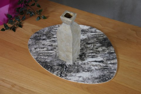 Podkładka owalna na stół, wzór Brzoza 36×32 cm - gruby filc 4 mm, full-color, odporna na temperaturę 120 °C, do kuchni lub komod