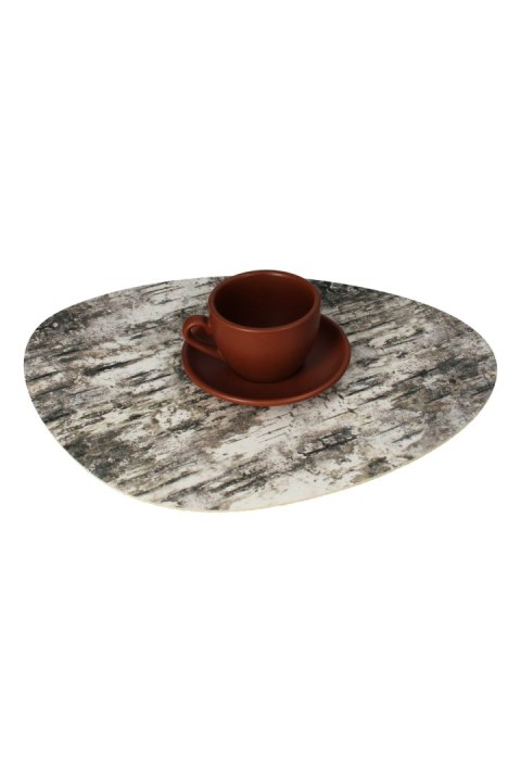 Podkładka owalna na stół, wzór Brzoza 36×32 cm - gruby filc 4 mm, full-color, odporna na temperaturę 120 °C, do kuchni lub komod