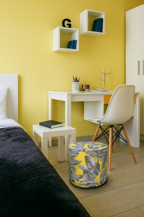 Pufa Codura Wodoodporna do Domu i Ogrodu - wzór Bananeria, Elegancka, Wygodna, Stabilna, Zamek Błyskawiczny, 40 cm, Bertoni