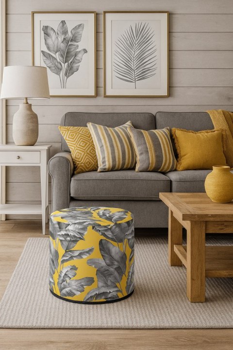 Pufa Codura Wodoodporna do Domu i Ogrodu - wzór Bananeria, Elegancka, Wygodna, Stabilna, Zamek Błyskawiczny, 40 cm, Bertoni