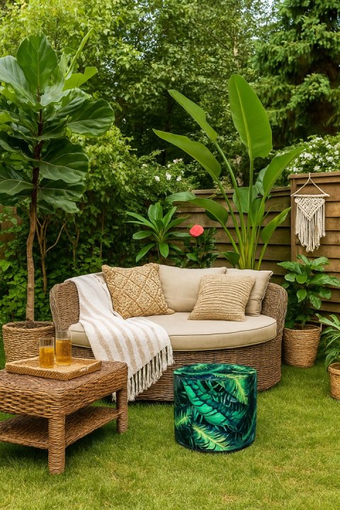 Pufa Codura Wodoodporna do Domu i Ogrodu - wzór Calipso, Elegancka, Wygodna, Stabilna, Zamek Błyskawiczny, 40 cm, Bertoni