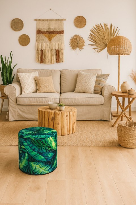 Pufa Codura Wodoodporna do Domu i Ogrodu - wzór Calipso, Elegancka, Wygodna, Stabilna, Zamek Błyskawiczny, 40 cm, Bertoni