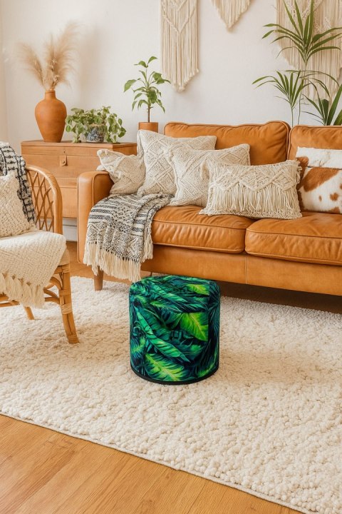 Pufa Codura Wodoodporna do Domu i Ogrodu - wzór Calipso, Elegancka, Wygodna, Stabilna, Zamek Błyskawiczny, 40 cm, Bertoni