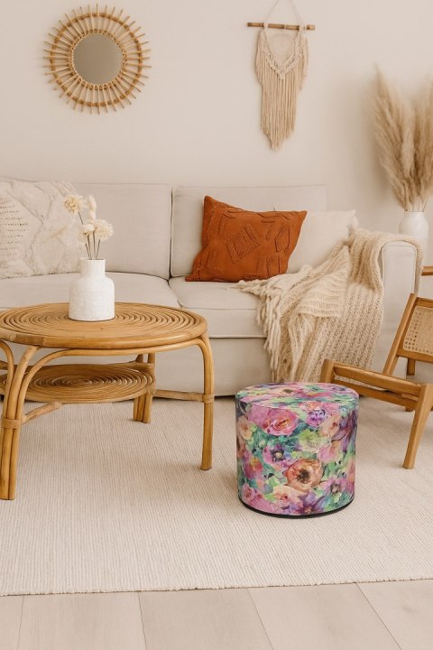 Pufa Codura Wodoodporna do Domu i Ogrodu - wzór Flora, Elegancka, Wygodna, Stabilna, Zamek Błyskawiczny, 40 cm, Bertoni