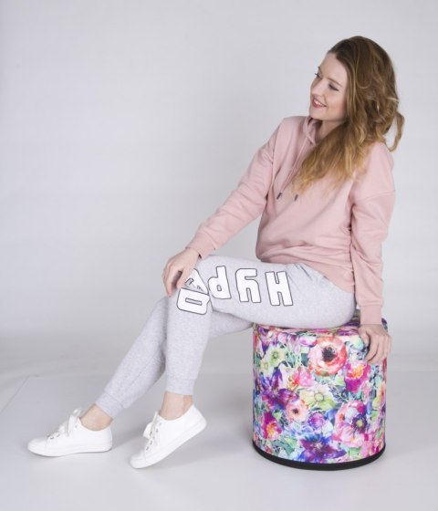 Pufa Codura Wodoodporna do Domu i Ogrodu - wzór Flora, Elegancka, Wygodna, Stabilna, Zamek Błyskawiczny, 40 cm, Bertoni