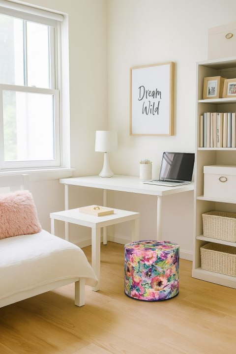 Pufa Codura Wodoodporna do Domu i Ogrodu - wzór Flora, Elegancka, Wygodna, Stabilna, Zamek Błyskawiczny, 40 cm, Bertoni