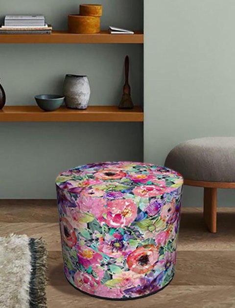 Pufa Codura Wodoodporna do Domu i Ogrodu - wzór Flora, Elegancka, Wygodna, Stabilna, Zamek Błyskawiczny, 40 cm, Bertoni