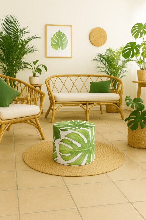 Pufa Codura Wodoodporna do Domu i Ogrodu - wzór Galapagos Day, Elegancka, Wygodna, Stabilna, Zamek Błyskawiczny, 40 cm, Bertoni