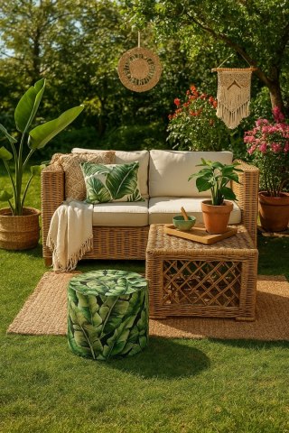 Pufa Codura Wodoodporna do Domu i Ogrodu - wzór Ibiza Night, Elegancka, Wygodna, Stabilna, Zamek Błyskawiczny, 40 cm, Bertoni