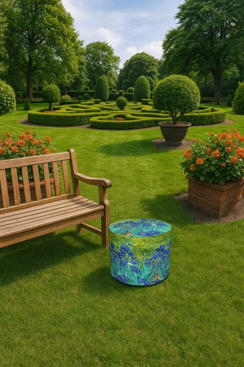 Pufa Codura Wodoodporna do Domu i Ogrodu - wzór Irysy, Elegancka, Wygodna, Stabilna, Zamek Błyskawiczny, 40 cm, Bertoni