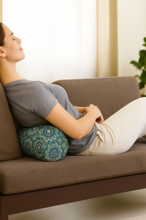 Poduszka rehabilitacyjna wałek Anais Ø15x40 cm - welur, pianka memory foam, do podparcia karku i pleców, Bertoni