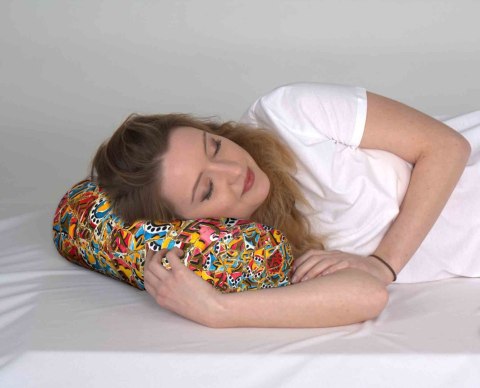 Poduszka rehabilitacyjna wałek Andaluzja Ø15x40 cm - welur, pianka memory foam, do podparcia karku i pleców, Bertoni