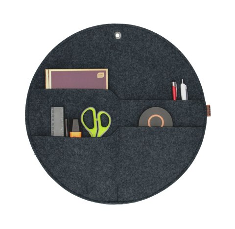 Organizer ścienny filcowy Bertoni „Kółko" L fi -35 cm - antracyt, 4 kieszenie, ekologiczny