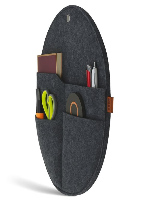 Organizer ścienny filcowy Bertoni „Kółko" L fi -35 cm - antracyt, 4 kieszenie, ekologiczny