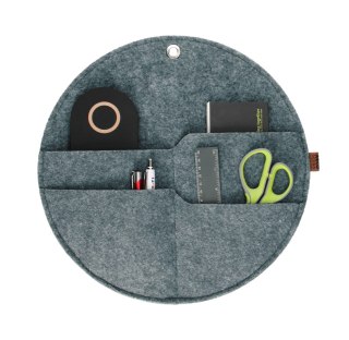 Organizer ścienny filcowy Bertoni „Kółko" L fi - 35 cm - szary, 4 kieszenie, ekologiczny