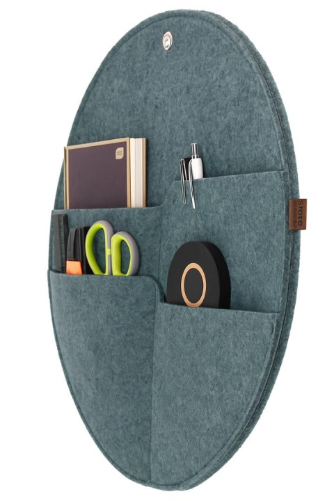 Organizer ścienny filcowy Bertoni „Kółko" L fi - 35 cm - szary, 4 kieszenie, ekologiczny