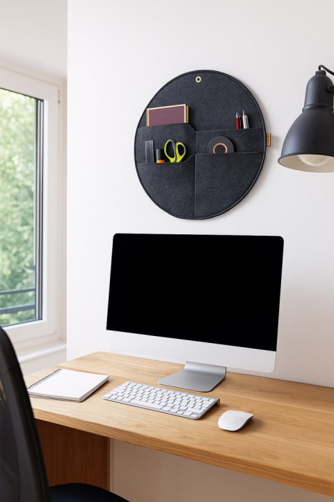 Organizer ścienny filcowy Bertoni „Kółko" XL fi 45 cm - antracyt, 4 kieszenie, ekologiczny