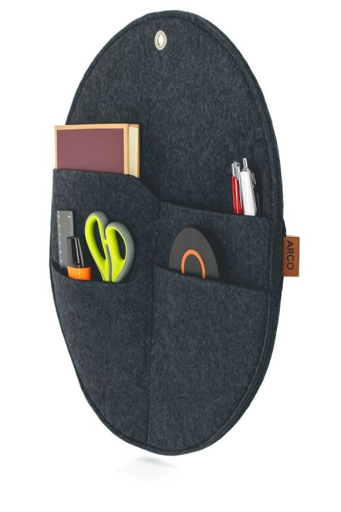 Organizer ścienny filcowy Bertoni „Kółko" XL fi 45 cm - antracyt, 4 kieszenie, ekologiczny