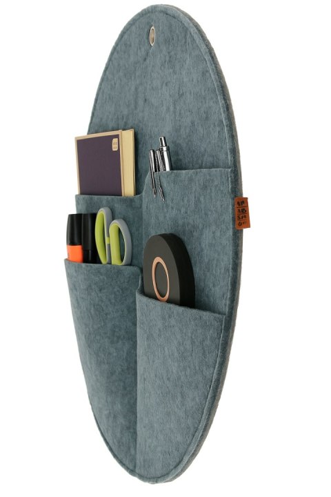 Organizer ścienny filcowy Bertoni „Kółko" XL fi - 45 cm - szary, 4 kieszenie, ekologiczny