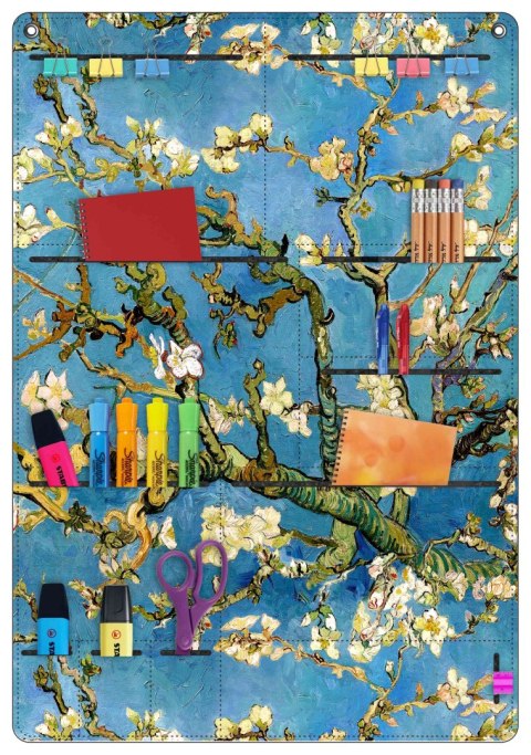 Organizer ścienny z filcu Bertoni Almond 45×65 cm - antracyt, 8 kieszeni, nadruk HD, dekoracyjny i praktyczny