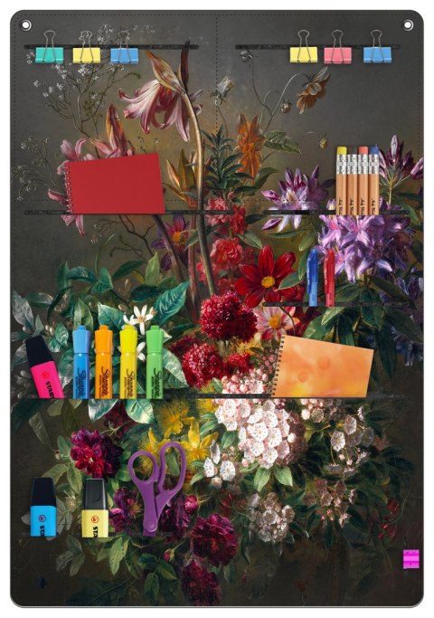 Organizer ścienny z filcu Bertoni Bukiet 45×65 cm - antracyt, 8 kieszeni, nadruk HD, dekoracyjny i praktyczny