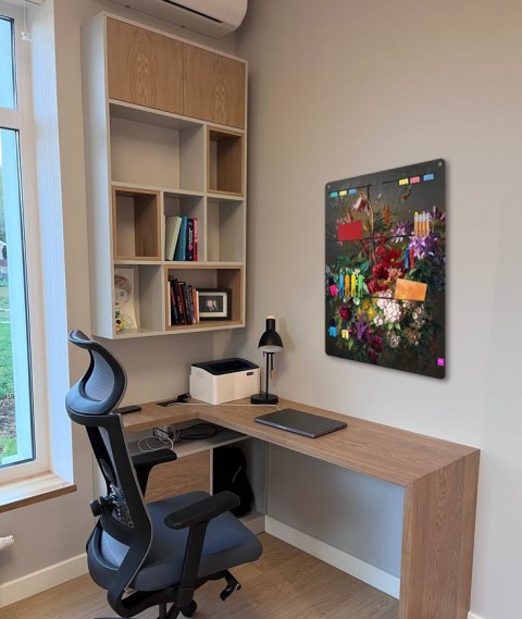 Organizer ścienny z filcu Bertoni Bukiet 45×65 cm - antracyt, 8 kieszeni, nadruk HD, dekoracyjny i praktyczny