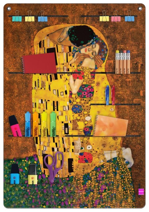 Organizer ścienny z filcu Bertoni Pocałunek 45×65 cm - antracyt, 8 kieszeni, nadruk HD, dekoracyjny i praktyczny