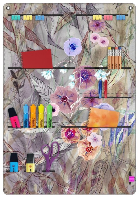 Organizer ścienny z filcu Bertoni Primavera 45×65 cm - antracyt, 8 kieszeni, nadruk HD, dekoracyjny i praktyczny