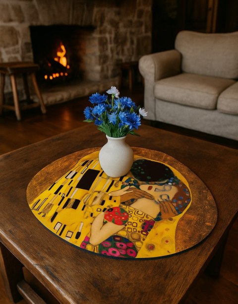 Podkładka kuchenna filcowa Pocałunek 36×32 cm - odporna na gorące naczynia i garnki, do 120 °C, 4 mm, dekoracyjna owalna mata st