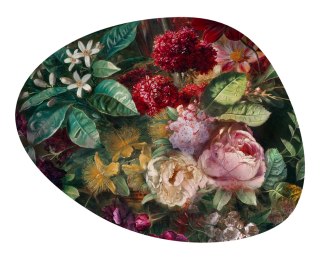 Podkładka owalna na stół, wzór Bukiet 36×32 cm - gruby filc 4 mm, full-color, odporna na temperaturę do 120 °C, do kuchni lub ko