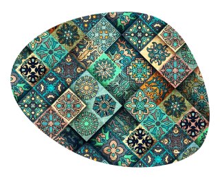 Podkładka owalna na stół, wzór Estera 36×32 cm - gruby filc 4 mm, full-color, odporna na temperaturę do 120 °C, do kuchni lub ko