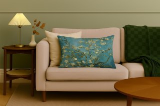 Poduszka dekoracyjna Elegance Print Almond 40×60 cm - Welurowa, Dwustronny Nadruk, Zamek, Antyalergiczny Wkład, Produkt Premium