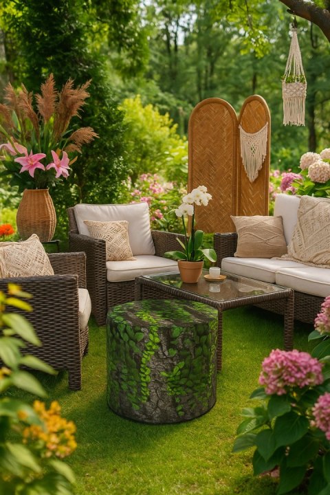 Pufa Codura Wodoodporna do Domu i Ogrodu - wzór Creeper, Elegancka, Wygodna, Stabilna, Zamek Błyskawiczny, 40 cm, Bertoni