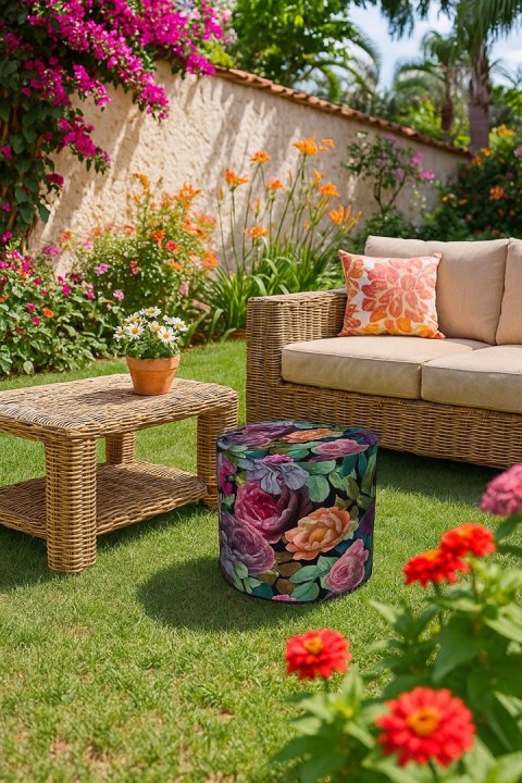 Pufa Codura Wodoodporna do Domu i Ogrodu - wzór Enigma, Elegancka, Wygodna, Stabilna, Zamek Błyskawiczny, 40 cm, Bertoni