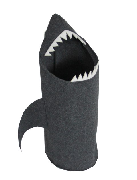 Organizer na ubrania lub zabawki dla dzieci „Rekin" 75×40 cm - filc ekologiczny, antyalergiczny, antracyt, polska produkcja - A