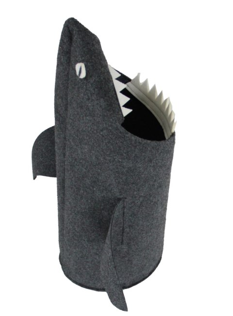 Organizer na ubrania lub zabawki dla dzieci „Rekin" 75×40 cm - filc ekologiczny, antyalergiczny, antracyt, polska produkcja - A