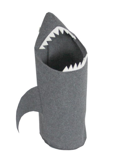 Organizer na ubrania lub zabawki dla dzieci „Rekin" 75×40 cm - filc ekologiczny, antyalergiczny, szary, polska produkcja - ARCO