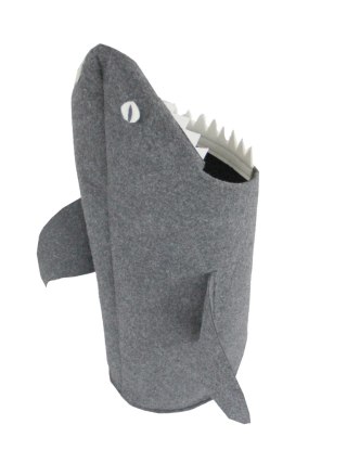 Organizer na ubrania lub zabawki dla dzieci „Rekin" 75×40 cm - filc ekologiczny, antyalergiczny, szary, polska produkcja - ARCO