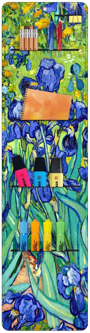 Organizer ścienny z filcu Bertoni Irises 25×95 cm - antracyt, nadruk HD, kieszenie, dekoracyjny i praktyczny